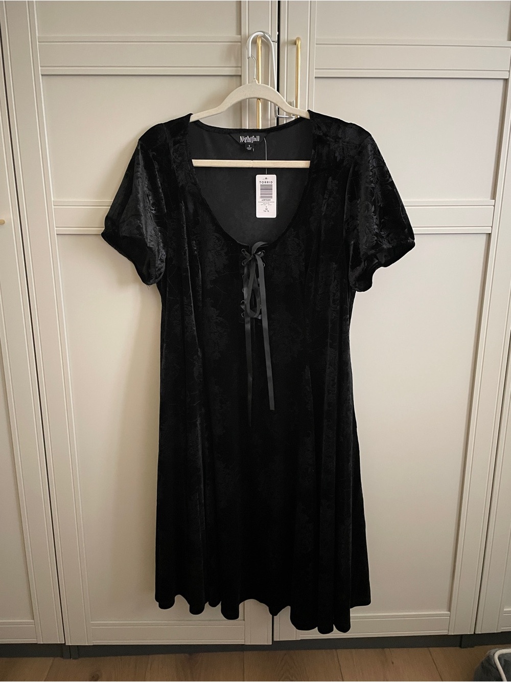 Black Velvet Tie-Front Dress NWT